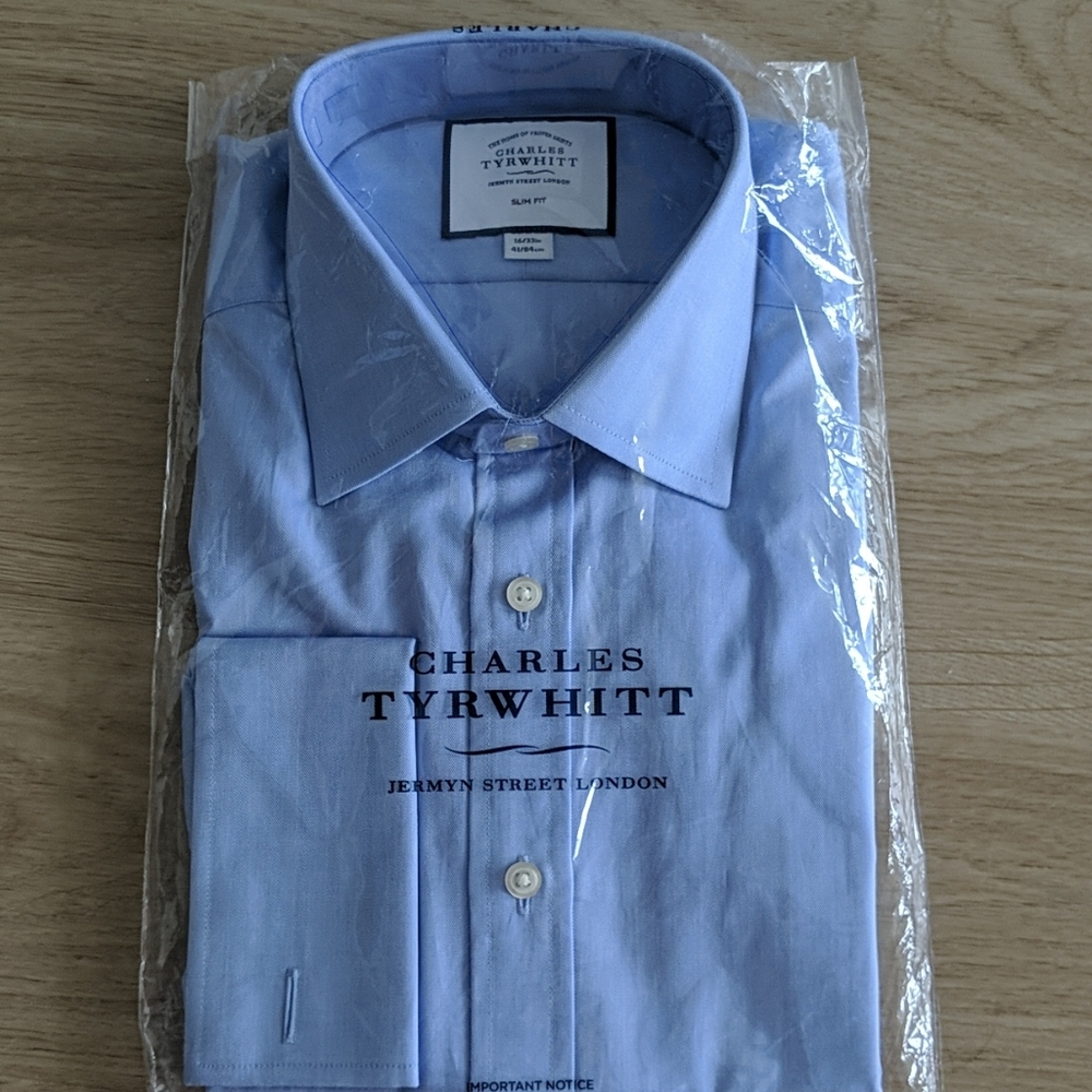 Charles Tyrwhitt sky blue french cuff dress shirt